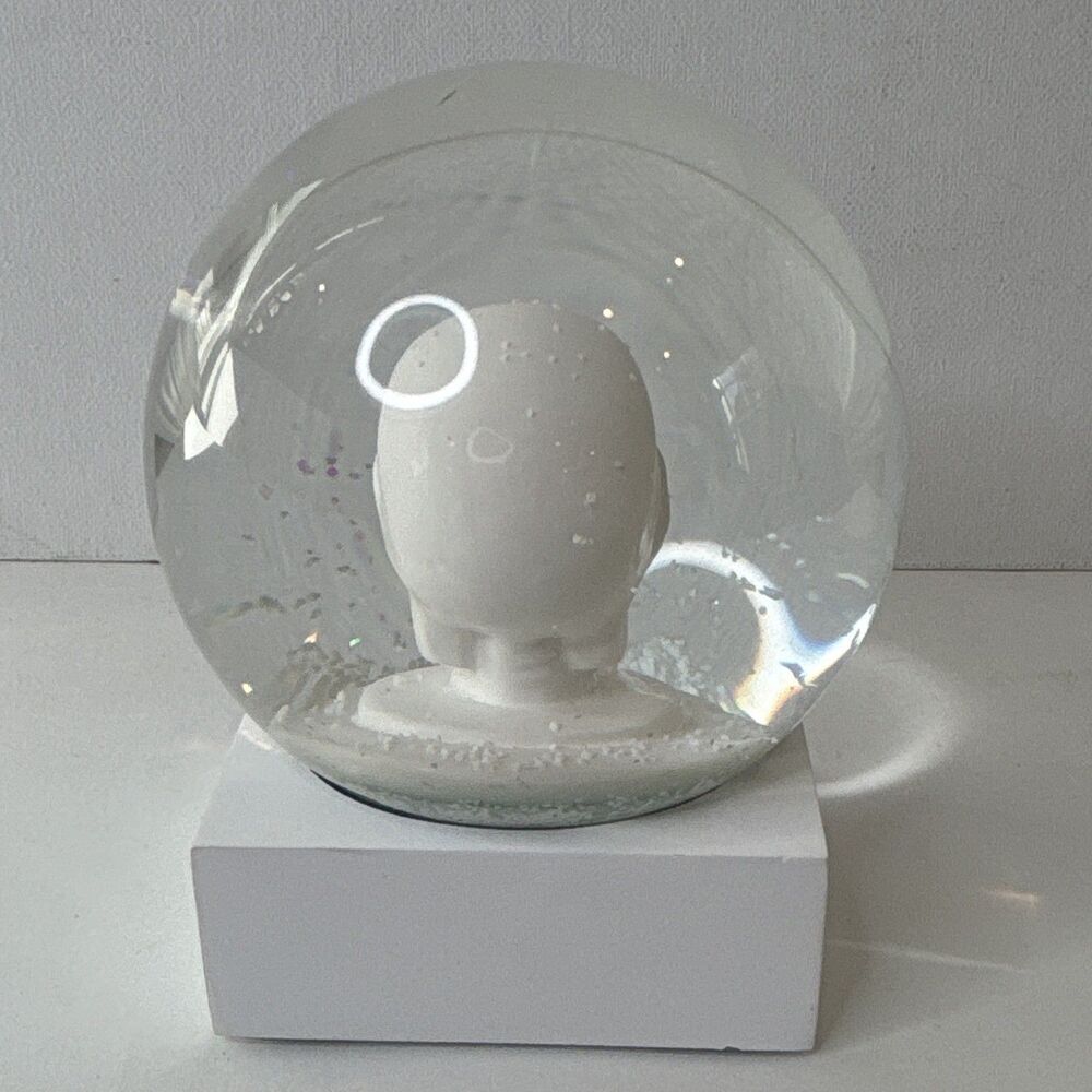 CB2 Skull White Snow Globe Halloween Gothic Skeleton Glitter Snowglobe 409-984 - Picture 3 of 14